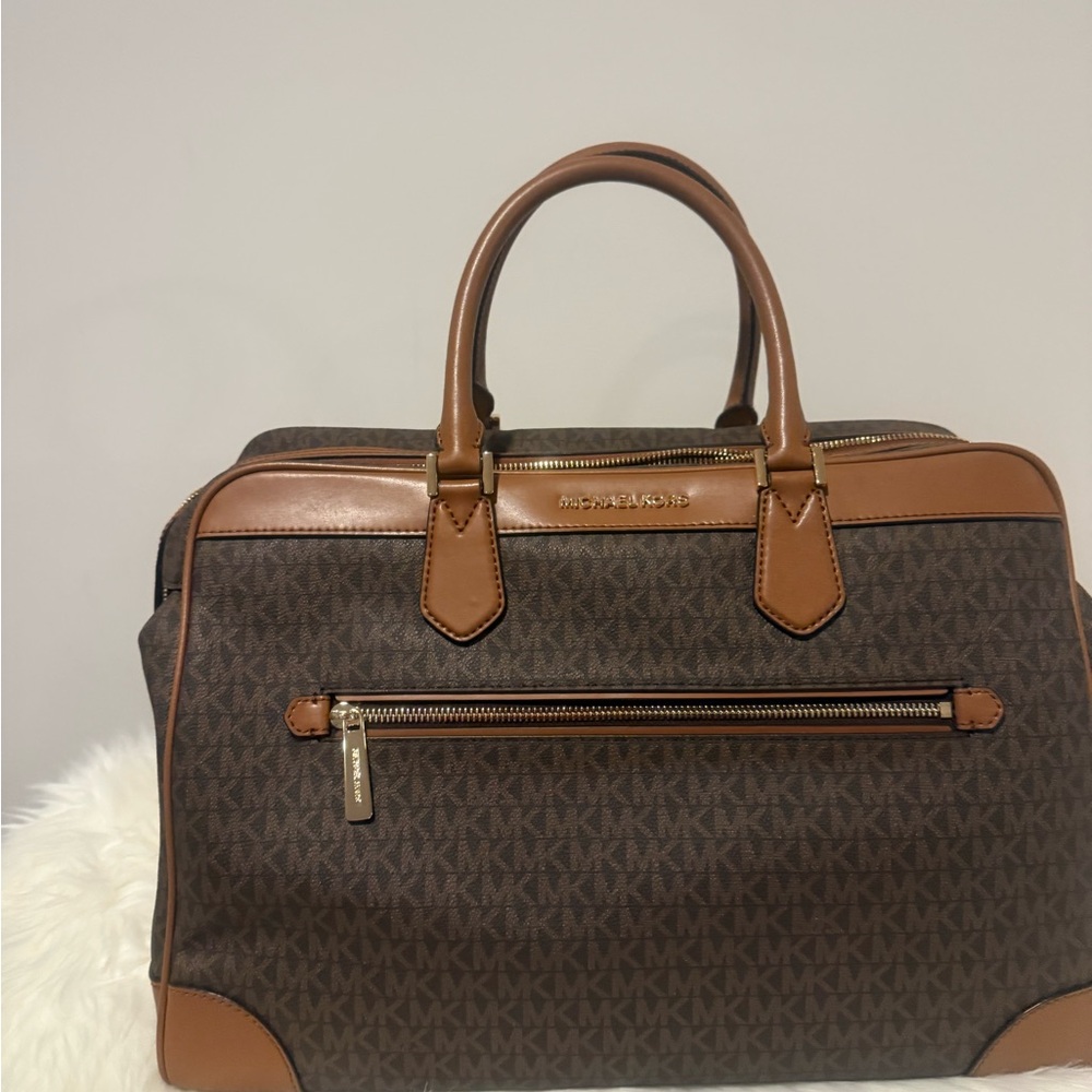 Michael Kors Dark Brown and Tan travel Briefcase